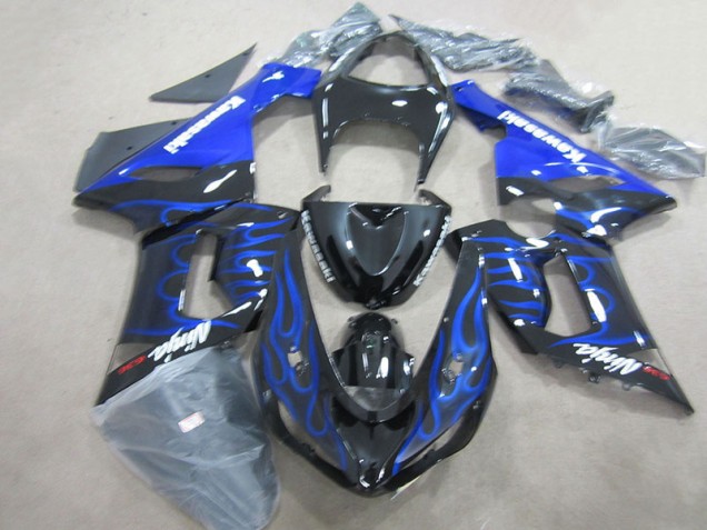 ABS 2005-2006 Black Blue Flame Ninja 636 Kawasaki ZX6R Motorcycle Fairings Kits Canada ABS 2005-2006 Black Blue Flame Ninja 636 Kawasaki ZX6R Motorcycle Fairings Kits Canada
