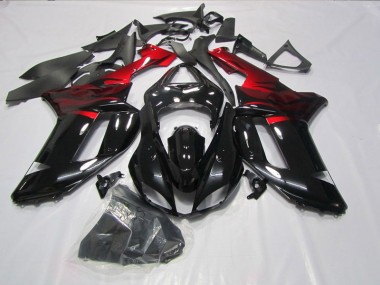 ABS 2007-2008 Black Red Kawasaki ZX6R Motorcycle Fairings Kit Canada