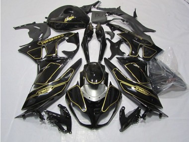 2009-2012 Black Gold Kawasaki ZX6R Motorcycle Fairings Kit Canada
