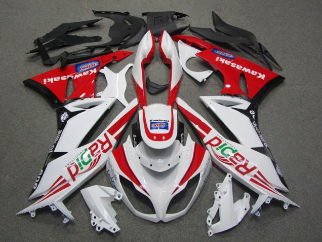 ABS 2009-2012 White Red Rapid Kawasaki ZX6R Motorcycle Fairing Canada ABS 2009-2012 White Red Rapid Kawasaki ZX6R Motorcycle Fairing Canada