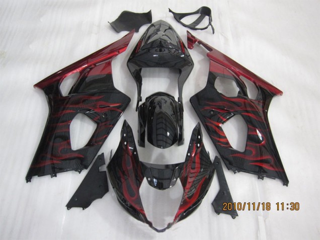 ABS 2003-2004 Black Red Flame Suzuki GSXR1000 Motorcycle Bodywork Canada ABS 2003-2004 Black Red Flame Suzuki GSXR1000 Motorcycle Bodywork Canada