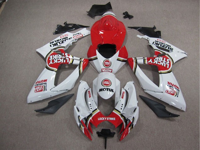 2005-2006 White Lucky Strike Red Motul Suzuki GSXR1000 Motorcycle Fairing Canada