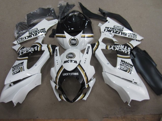 ABS 2007-2008 White Lucky Strike Black Motul Suzuki GSXR1000 Motorcycle Replacement Fairings Canada ABS 2007-2008 White Lucky Strike Black Motul Suzuki GSXR1000 Motorcycle Replacement Fairings Canada