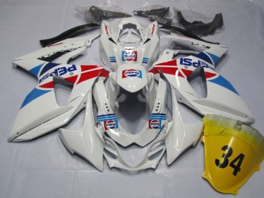 ABS 2009-2016 White Pepsi 34 Suzuki GSXR1000 Motorcycle Fairings Kit Canada