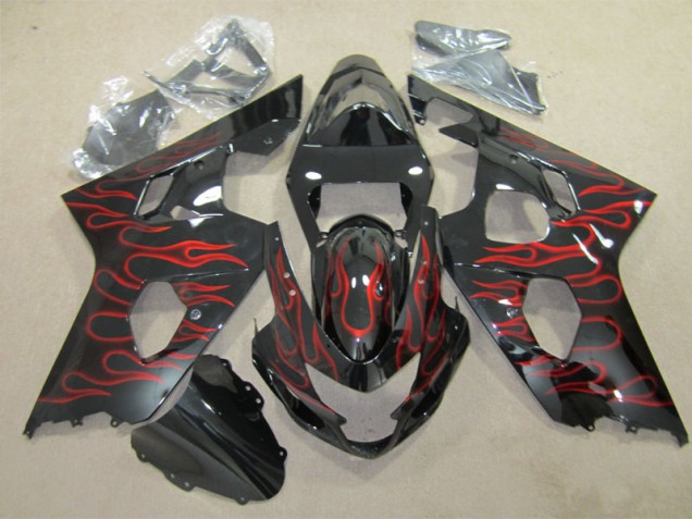 ABS 2004-2005 Black Red Flame Suzuki GSXR600 Replacement Fairings Canada ABS 2004-2005 Black Red Flame Suzuki GSXR600 Replacement Fairings Canada