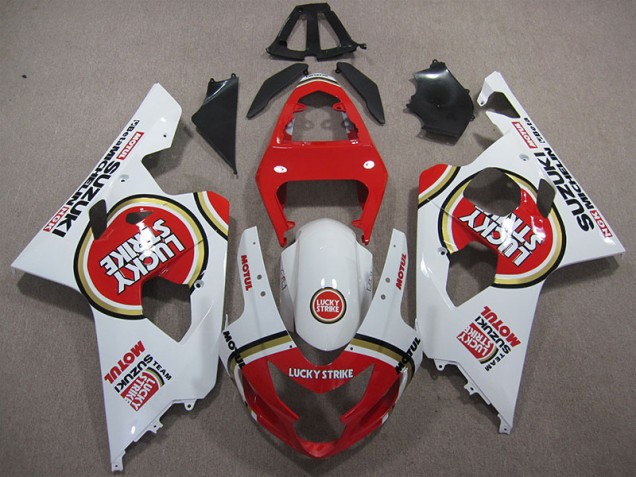 ABS 2004-2005 Red White Lucky Strike Motul Suzuki GSXR600 Motorcycle Replacement Fairings Canada ABS 2004-2005 Red White Lucky Strike Motul Suzuki GSXR600 Motorcycle Replacement Fairings Canada