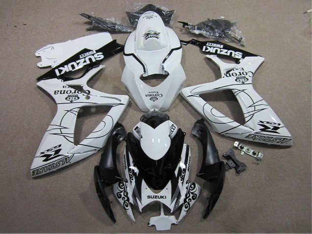ABS 2006-2007 White Black Corona Extra Suzuki GSXR600 Motorcylce Fairings Canada ABS 2006-2007 White Black Corona Extra Suzuki GSXR600 Motorcylce Fairings Canada