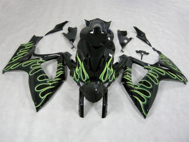 ABS 2006-2007 Black Green Flame Suzuki GSXR600 Motorcycle Fairings Canada ABS 2006-2007 Black Green Flame Suzuki GSXR600 Motorcycle Fairings Canada