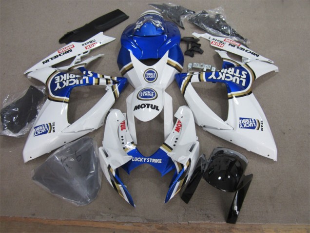 2006-2007 White Blue Lucky Strike Motul Suzuki GSXR600 Motorcycle Fairing Canada 2006-2007 White Blue Lucky Strike Motul Suzuki GSXR600 Motorcycle Fairing Canada