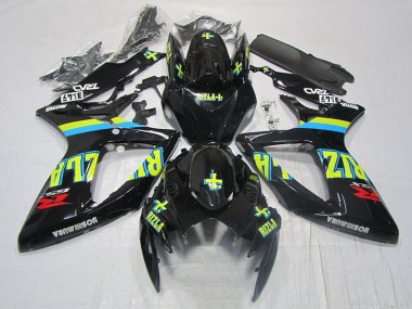 2006-2007 Black Yellow Rizla Suzuki GSXR600 Moto Fairings Canada