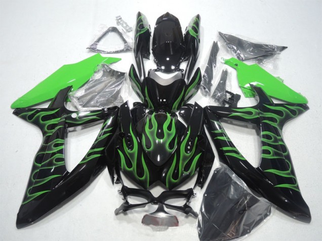 ABS 2008-2010 Black Green Flame Suzuki GSXR600 Bike Fairings Canada ABS 2008-2010 Black Green Flame Suzuki GSXR600 Bike Fairings Canada