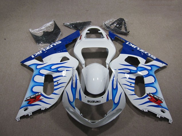 ABS 2001-2003 White Blue Flame Suzuki GSXR750 Motorbike Fairings Canada ABS 2001-2003 White Blue Flame Suzuki GSXR750 Motorbike Fairings Canada