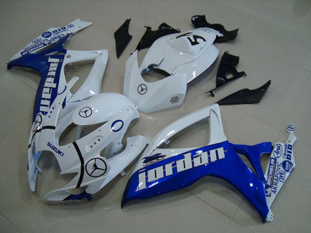 ABS 2006-2007 Blue White Jordan Suzuki GSXR750 Motorcycle Fairings Kits Canada ABS 2006-2007 Blue White Jordan Suzuki GSXR750 Motorcycle Fairings Kits Canada