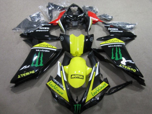ABS 2007-2008 Black Yellow Motul Leovince Yamaha YZF R1 Motorcycle Fairings Kit Canada ABS 2007-2008 Black Yellow Motul Leovince Yamaha YZF R1 Motorcycle Fairings Kit Canada