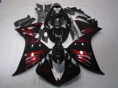 ABS 2009-2011 Black Red Flame Yamaha YZF R1 Motor Fairings Canada