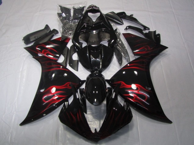 ABS 2009-2011 Black Red Flame Yamaha YZF R1 Motor Fairings Canada ABS 2009-2011 Black Red Flame Yamaha YZF R1 Motor Fairings Canada