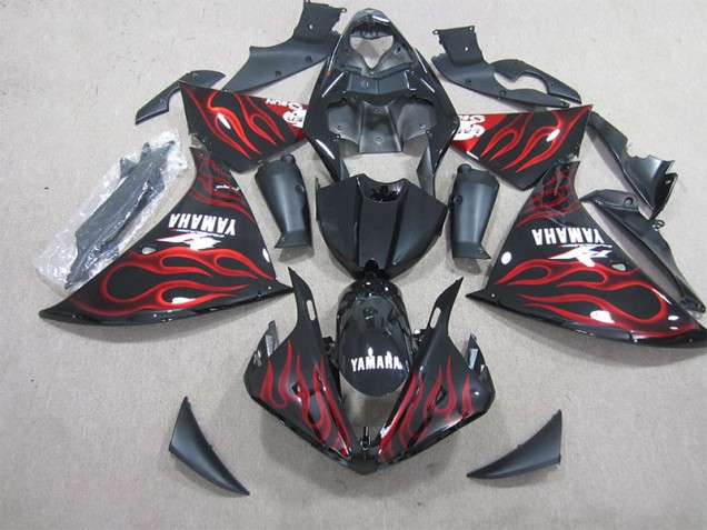 ABS 2009-2011 Black Red Flame White Decal Yamaha YZF R1 Motorbike Fairings Canada