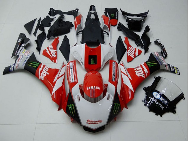 ABS 2015-2019 Red White Monster Yamaha YZF R1 Moto Fairings Canada