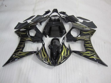 ABS 2003-2005 Black with Yellow Flame Yamaha YZF R6 Motorcycle Bodywork Canada