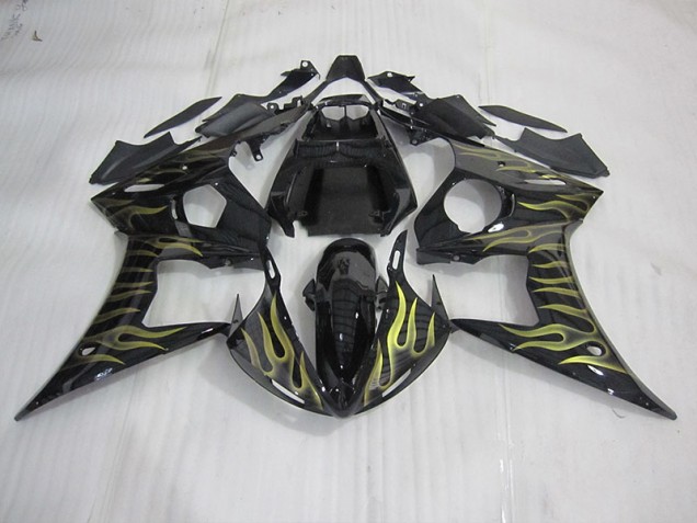 ABS 2003-2005 Black with Yellow Flame Yamaha YZF R6 Motorcycle Bodywork Canada ABS 2003-2005 Black with Yellow Flame Yamaha YZF R6 Motorcycle Bodywork Canada
