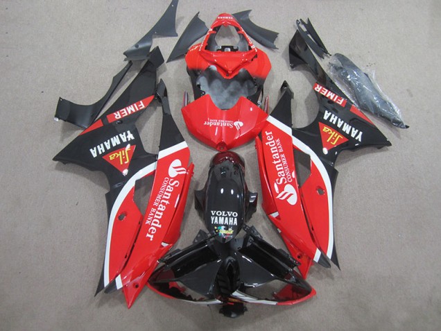 ABS 2008-2016 Black Red White Santander Yamaha YZF R6 Bike Fairings Canada ABS 2008-2016 Black Red White Santander Yamaha YZF R6 Bike Fairings Canada