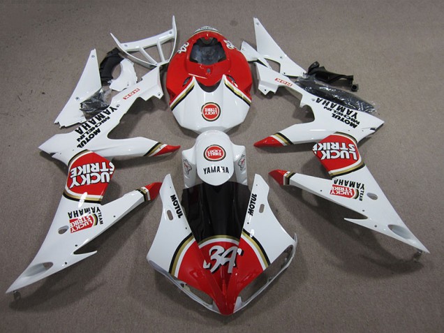 ABS 2008-2016 Red White Lucky Strike Yamaha YZF R6 Replacement Motorcycle Fairings Canada ABS 2008-2016 Red White Lucky Strike Yamaha YZF R6 Replacement Motorcycle Fairings Canada